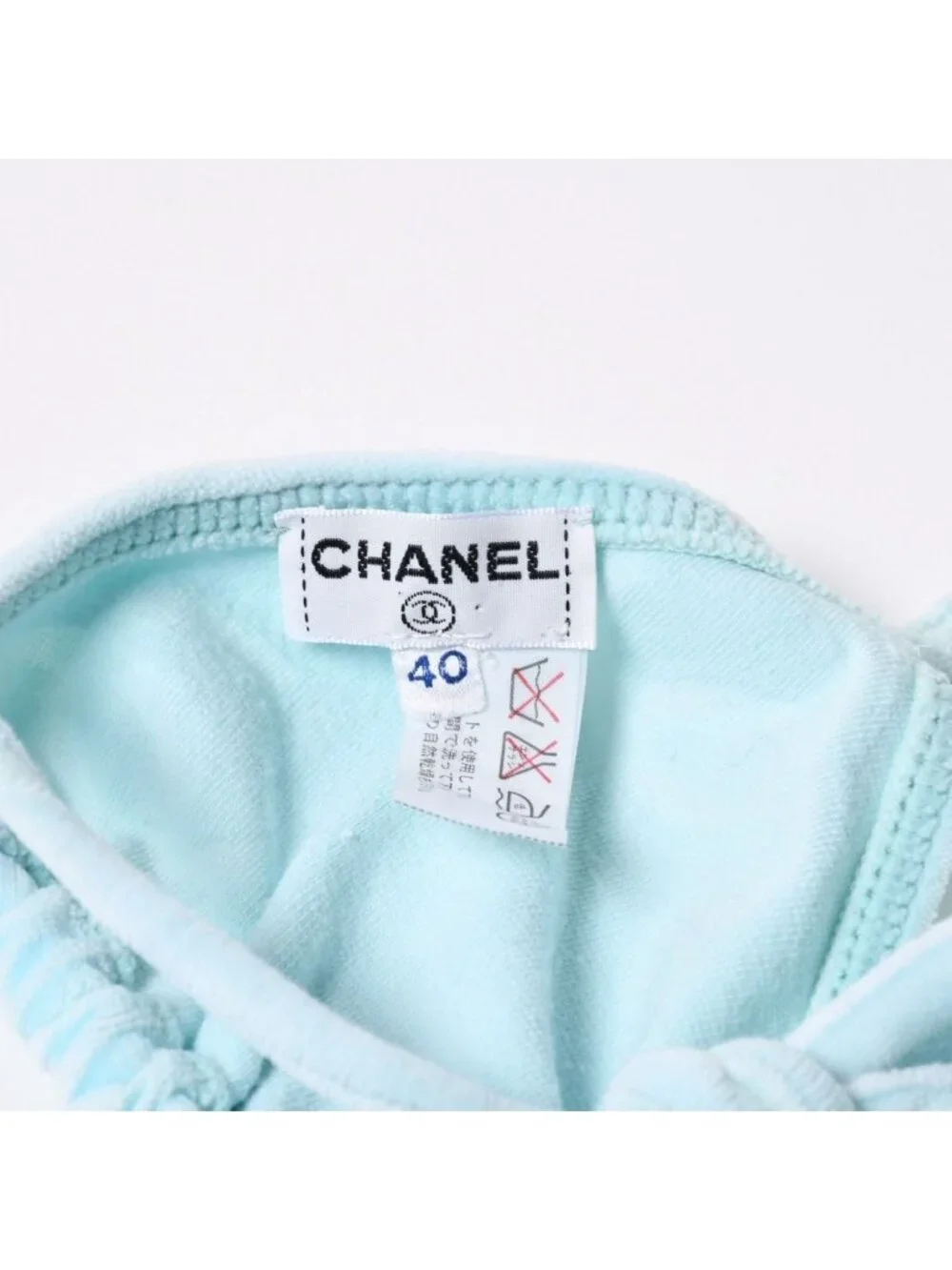 Chanel Vintage Swimwear Bikini Separate Set CC Logo Light Blue 4 40